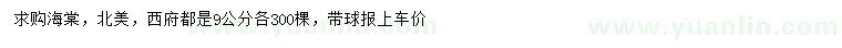 求購海棠、北美、西府