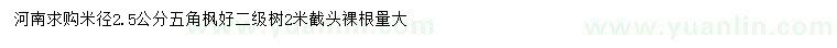 求購米徑2.5公分五角楓