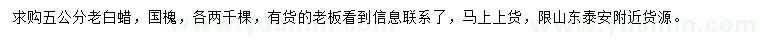 求購5公分老白蠟、國槐