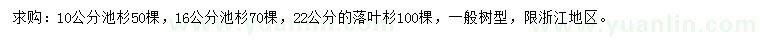 求購10、16公分池杉、22公分落葉杉