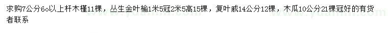 求購(gòu)木槿、叢生金葉榆、復(fù)葉槭等