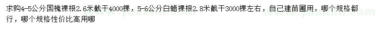 求購4-5公分國槐、5-6公分白蠟