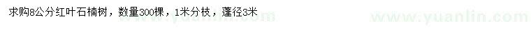 求購(gòu)8公分紅葉石楠