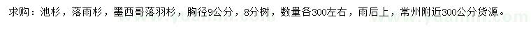 求購胸徑9公分落羽杉、池杉