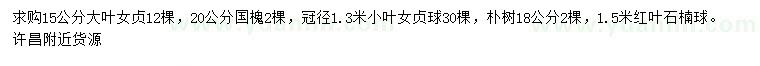 求購大葉女貞、國槐、小葉女貞球等