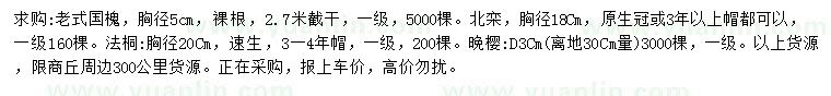 求購老式國槐、北欒、法桐等