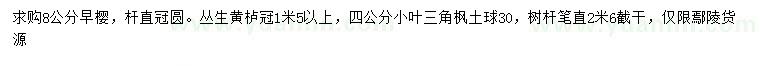 求購(gòu)8公分早櫻、4公分小葉三角楓