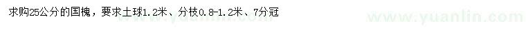 求購25公分國槐