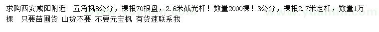 求購3、8公分五角楓