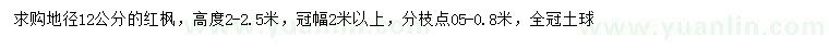 求購(gòu)地徑12公分紅楓