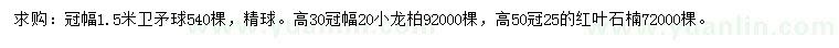 求購衛(wèi)矛球、小龍柏、紅葉石楠
