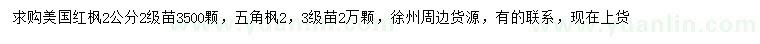 求購2公分美國紅楓、五角楓