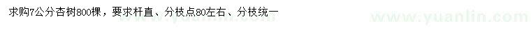 求購7公分杏樹