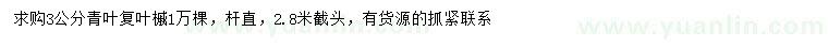 求購3公分青葉復葉槭