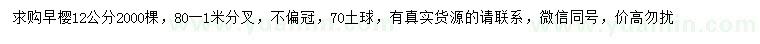 求購12公分早櫻