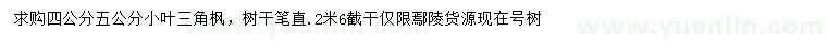 求購(gòu)4、5公分小葉三角楓