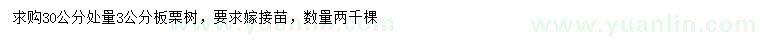 求購30量3公分板栗樹