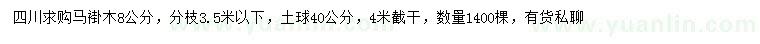 求購8公分馬褂木