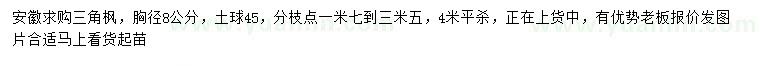 求購胸徑8公分三角楓