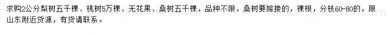 求購梨樹、桃樹、無花果樹等