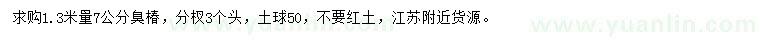 求購(gòu)1.3米量7公分臭椿