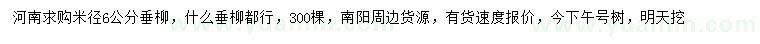 求購(gòu)米徑6公分垂柳