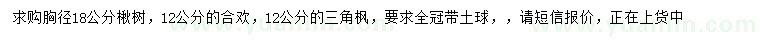 求購(gòu)楸樹、合歡、三角楓