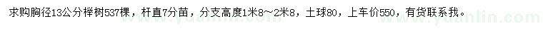 求購胸徑13公分櫸樹