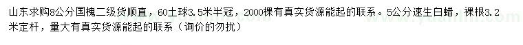 求購(gòu)8公分國(guó)槐、5公分速生白蠟