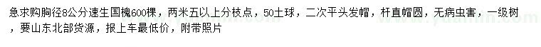 求購胸徑8公分速生國槐