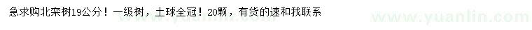 求購19公分北欒