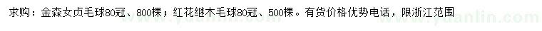 求購冠幅80公分金森女貞毛球、紅花繼木毛球
