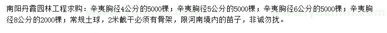 求購胸徑4、5、6、8公分辛夷