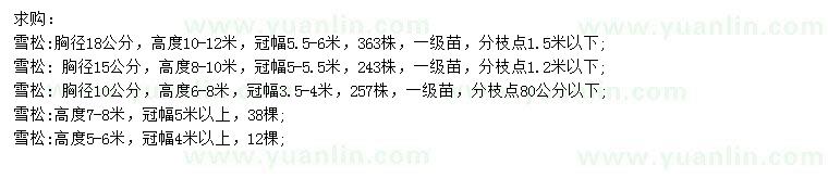 求購高5-12米雪松