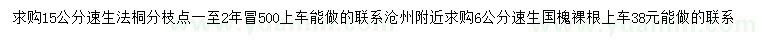 求購15公分速生法桐、6公分速生國槐