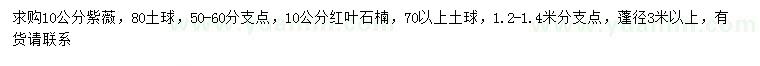 求購(gòu)10公分紫薇、紅葉石楠