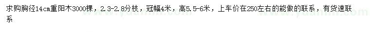 求購胸徑14公分重陽木