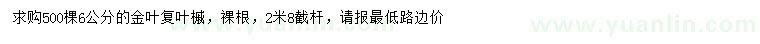 求購6公分金葉復(fù)葉槭
