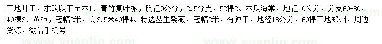 求購青竹復(fù)葉槭、木瓜海棠、黃櫨等