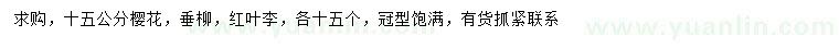 求購櫻花、垂柳、紅葉李
