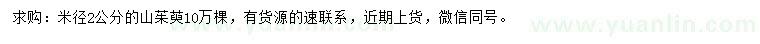 求購米徑2公分山茱萸