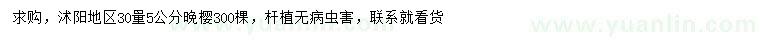 求購(gòu)30公分量5公分晚櫻