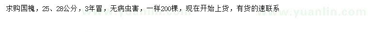 求購(gòu)25、28公分國(guó)槐