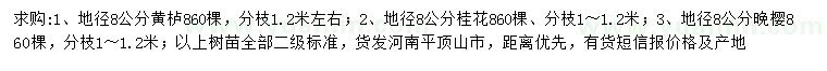 求購(gòu)黃櫨、桂花、晚櫻