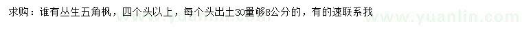求購30公分量夠8公分叢生五角楓