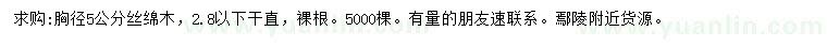求購5公分絲綿木