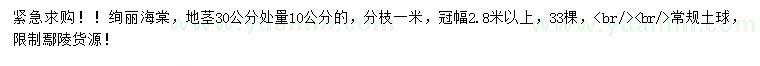 求購(gòu)地徑30量10公分絢麗海棠