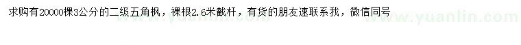 求購(gòu)3公分五角楓