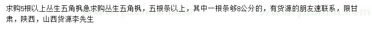 求購5桿以上叢生五角楓