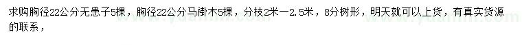 求購胸徑22公分無患子、馬褂木